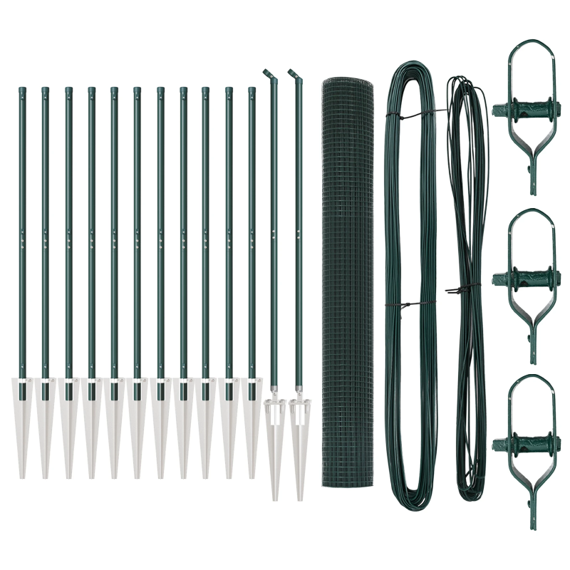 vidaXL Žoga āķis Zaļa 25 x 1,2 m ,19 x 19 mm siets, Tērauds un PVC