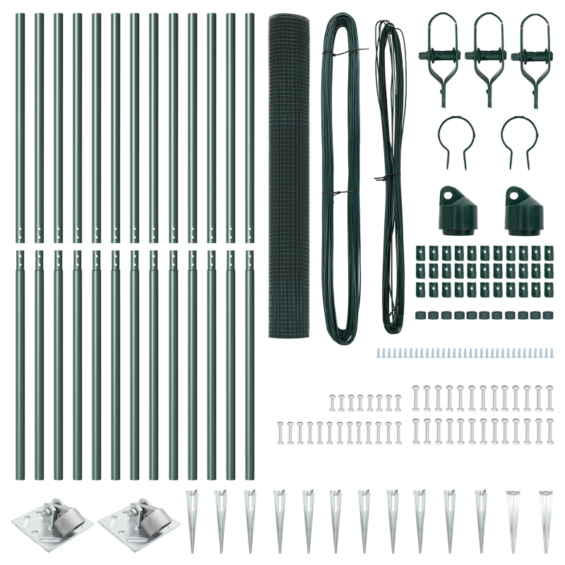 vidaXL Žoga āķis Zaļa 25 x 1,2 m ,19 x 19 mm siets, Tērauds un PVC