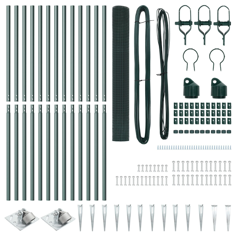 vidaXL Žoga āķis Zaļa 25 x 1,2 m ,25 x 25 mm acs, Tērauds un PVC