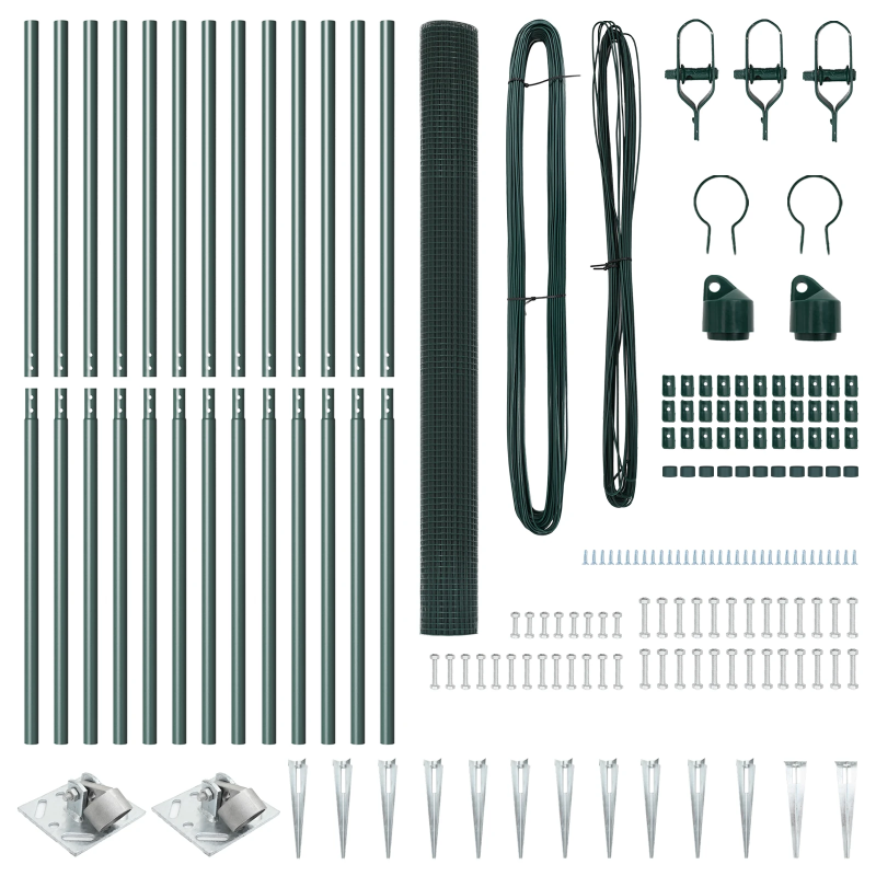 vidaXL Žoga āķis Zaļa 25 x 1,5 m ,19 x 19 mm siets, Tērauds