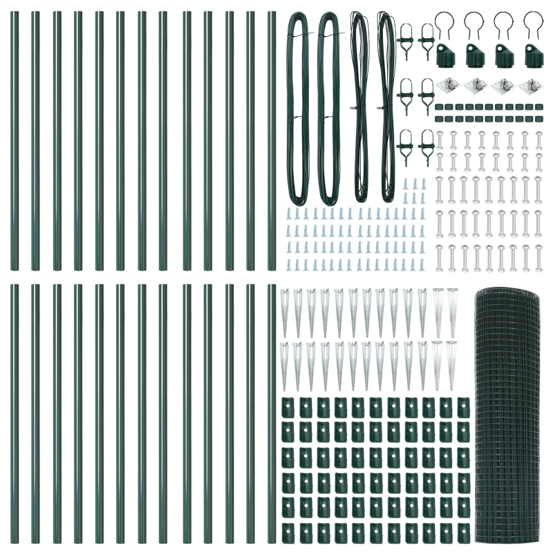 vidaXL Žoga āķis Zaļa 50 x 1 m ,12 x 12 mm tīkla, Tērauds un PVC