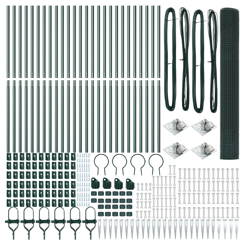 vidaXL Žoga āķis Zaļa 50 x 1,2 m ,19 x 19 mm acs, Tērauds un PVC