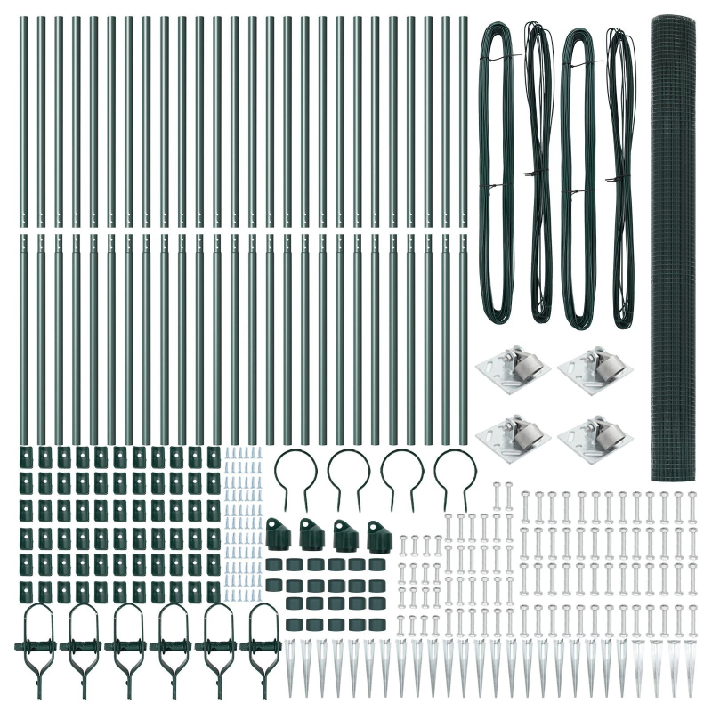 vidaXL Žoga āķis Zaļa 50 x 1,5 m ,16 x 16 mm tīkls, Tērauds un PVC
