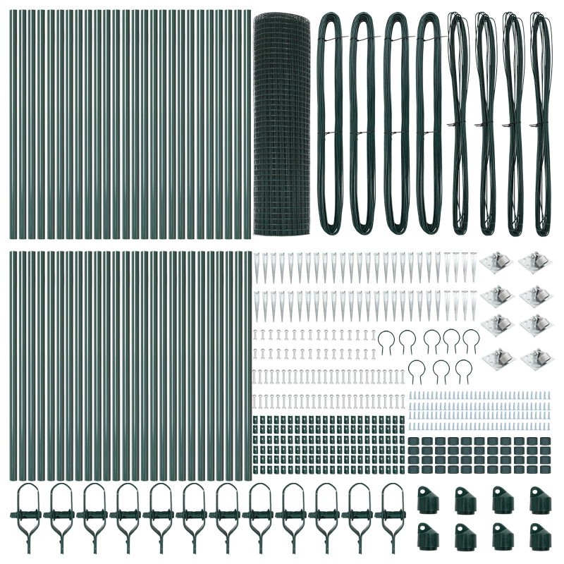 vidaXL Žoga āķis Zaļa 100 x 0,4 m ,19 x 19 mm siets, Tērauds un PVC