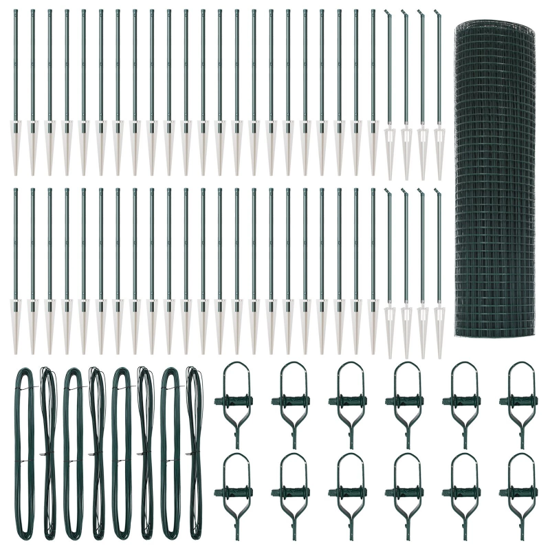 vidaXL Žoga āķis Zaļa 100 x 0,5 m ,19 x 19 mm siets, Tērauds un PVC