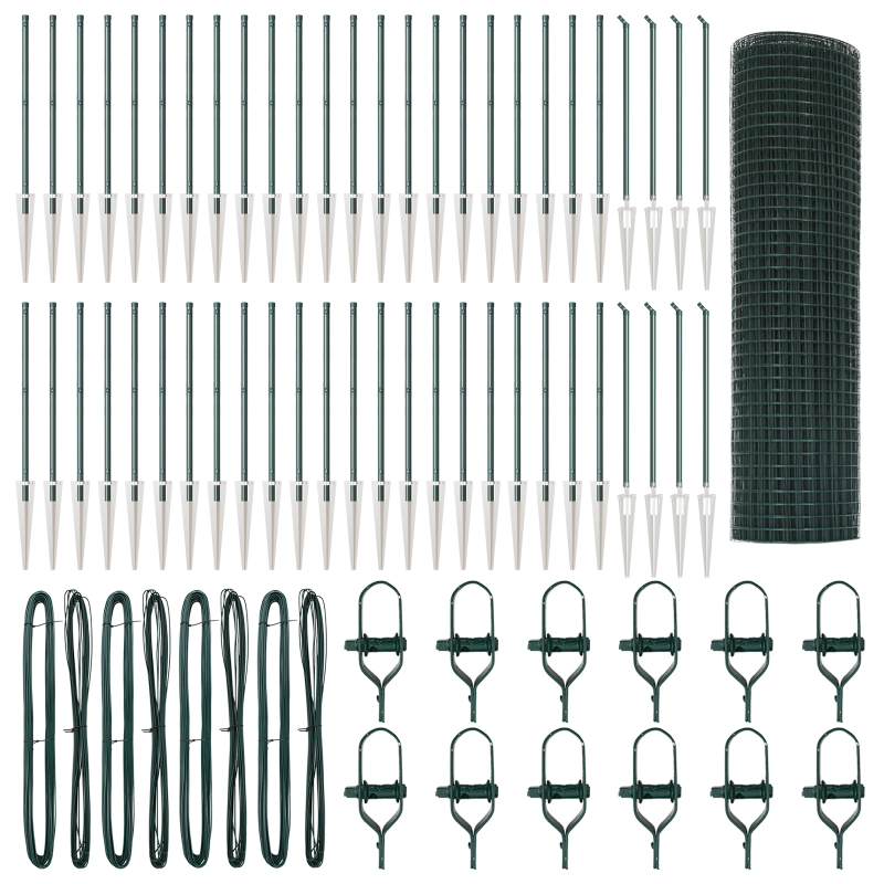 vidaXL Žoga āķis Zaļa 100 x 0,5 m ,19 x 19 mm siets, Tērauds un PVC