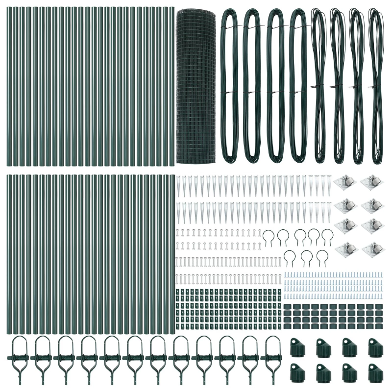 vidaXL Žoga āķis Zaļa 100 x 0,8 m ,12 x 12 mm siets, Tērauds un PVC