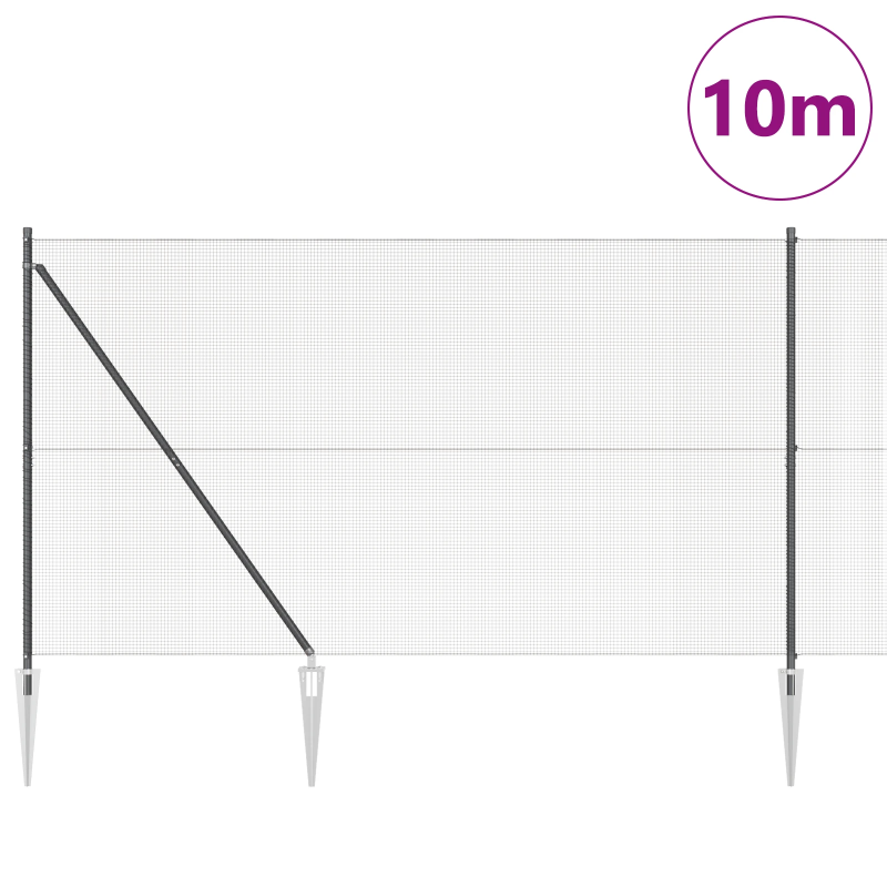 vidaXL Žoga āķis Pelēka 10 x 1,6 m ,12 x 12 mm siets, Tērauds un PVC