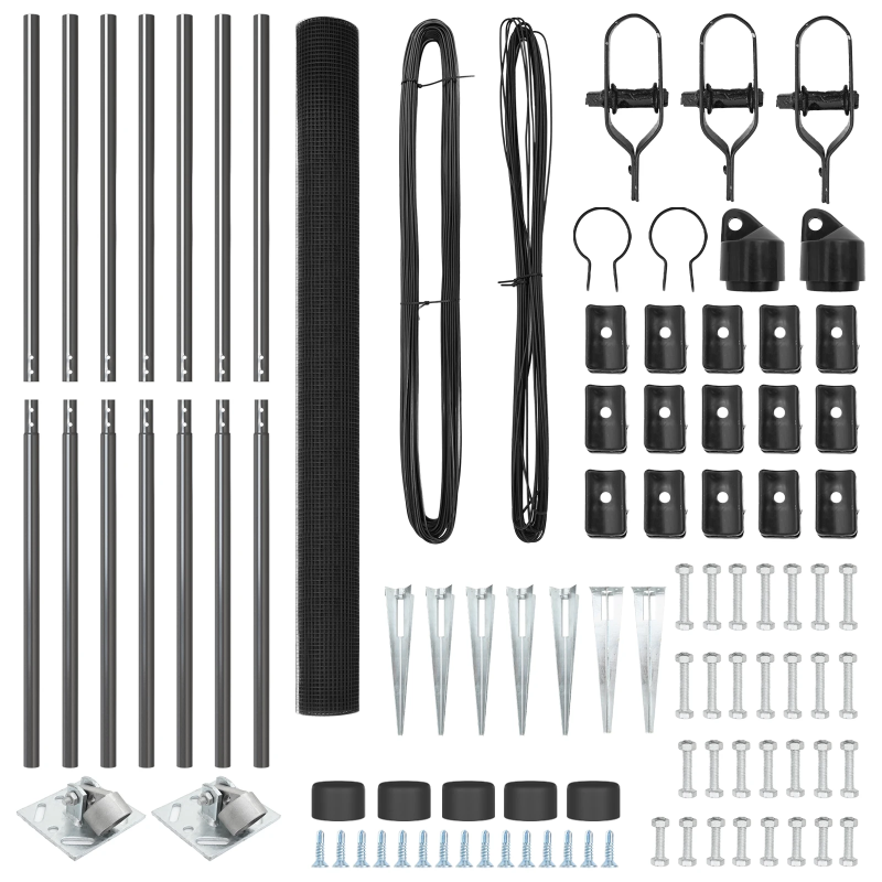 vidaXL Žoga āķis Pelēka 10 x 1,6 m ,16 x 16 mm tīkla, Tērauds un PVC