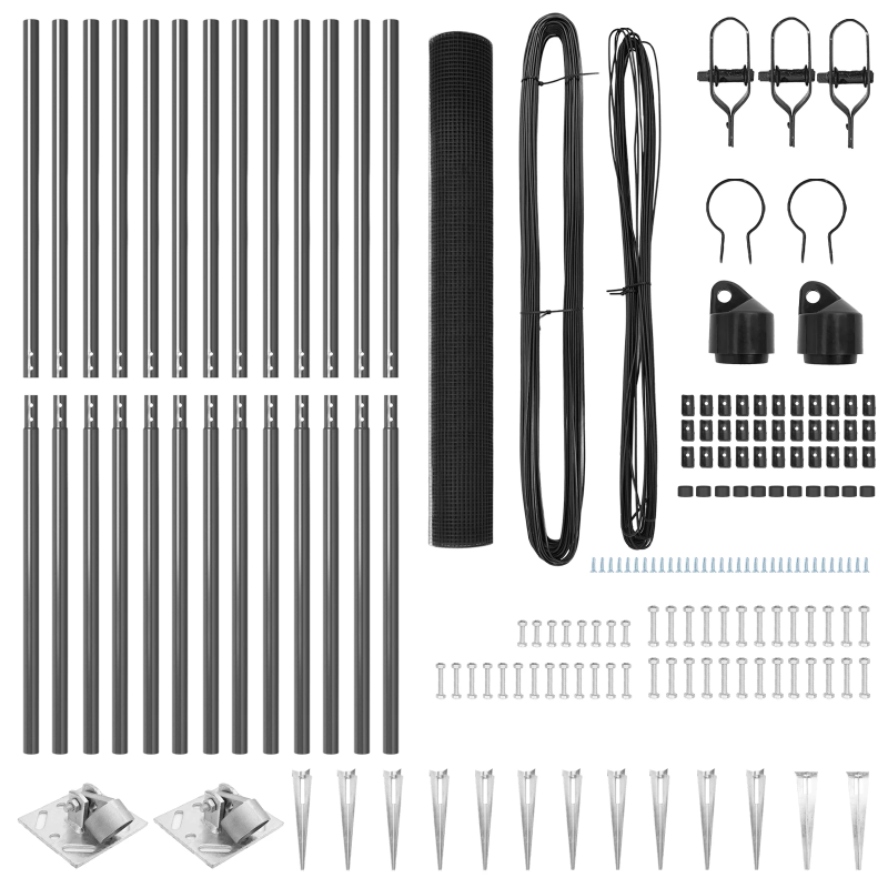 vidaXL Žoga āķis Pelēka 25 x 1,4 m ,16 x 16 mm acs, Tērauds un PVC
