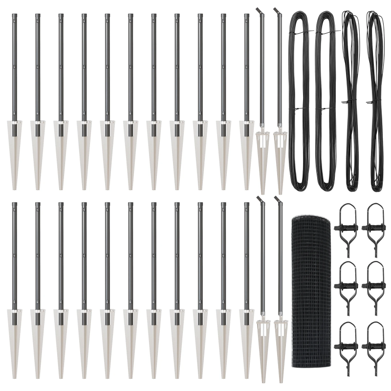 vidaXL Žoga āķis Pelēka 50 x 0,5 m ,16 x 16 mm sieta, Tērauds un PVC