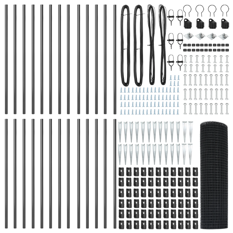 vidaXL Žoga āķis Pelēka 50 x 0,8 m ,19 x 19 mm acs, Tērauds un PVC