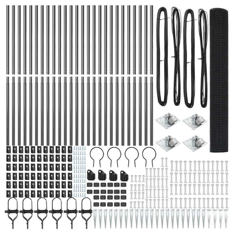 vidaXL Žoga āķis Pelēka 50 x 1,4 m ,19 x 19 mm siets, Tērauds un PVC