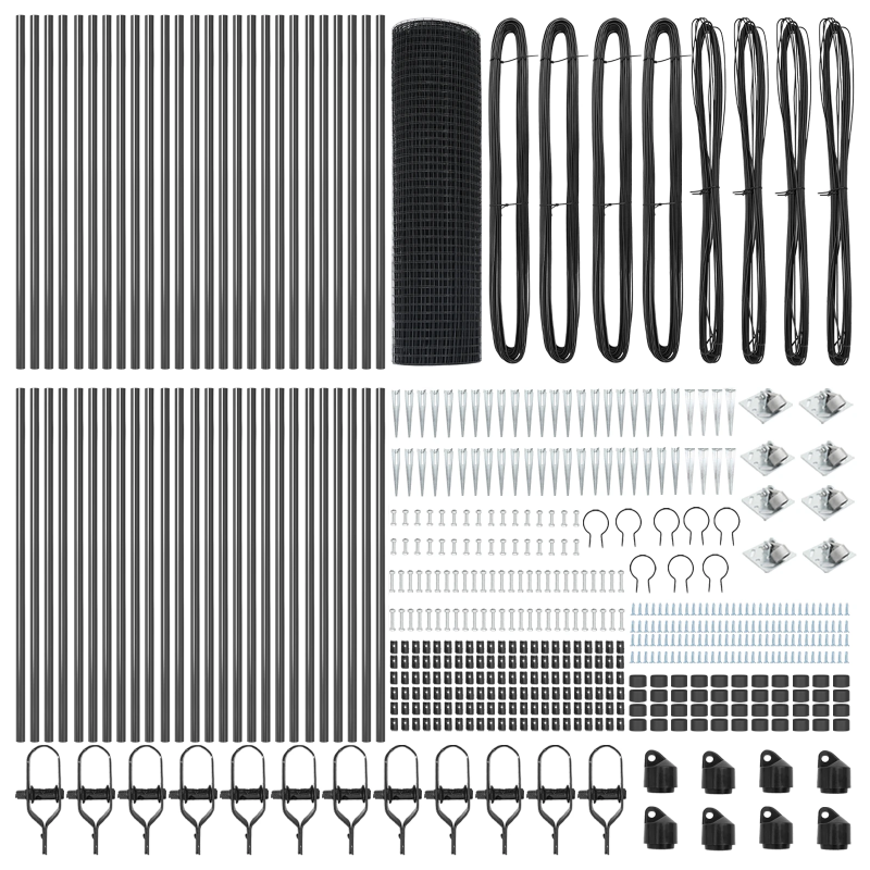 vidaXL Žoga āķis Pelēka 100 x 0,5 m ,16 x 16 mm acs, Tērauds un PVC