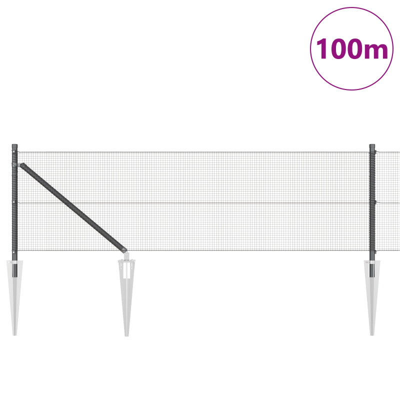vidaXL Žoga āķis Pelēka 100 x 0,6 m ,12 x 12 mm acs, Tērauds un PVC