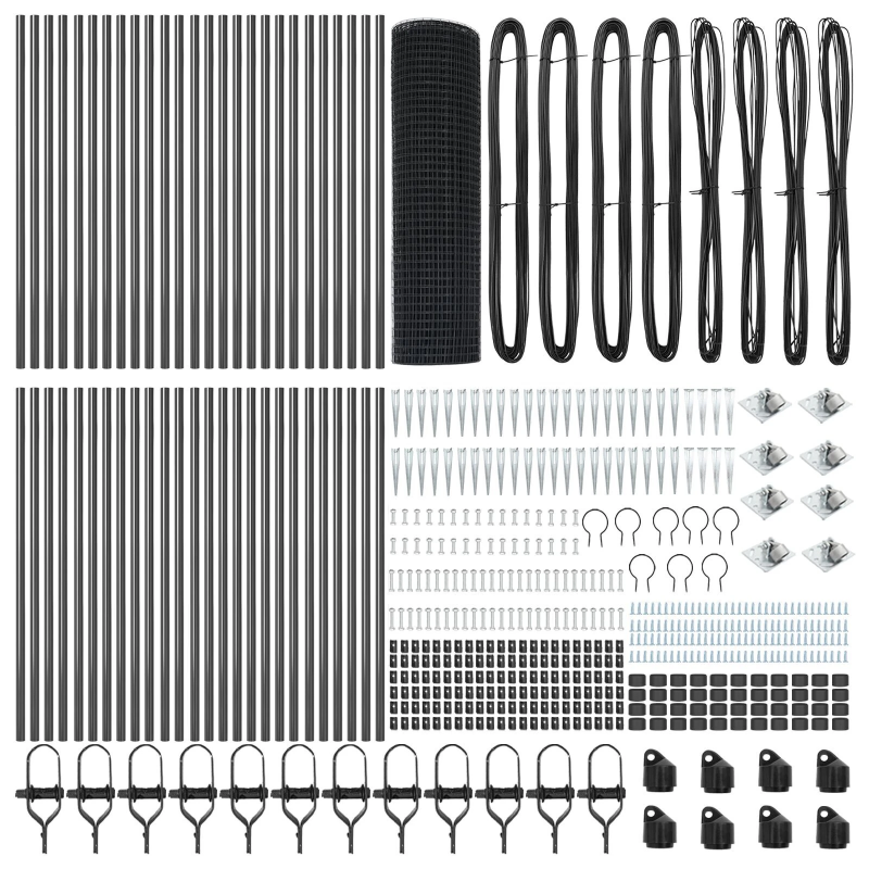 vidaXL Žoga āķis Pelēka 100 x 1 m ,12 x 12 mm režģis, Tērauds un PVC