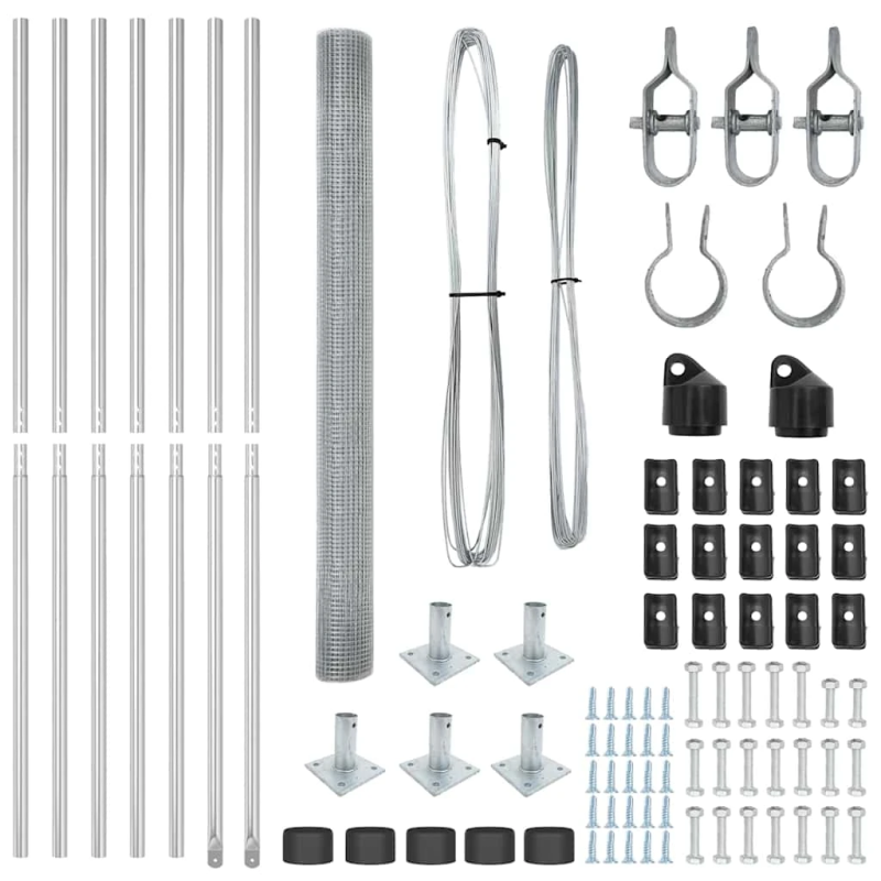 vidaXL Žoga āķis Sudraba 10 x 1,5 m ,12 x 12 mm tīkla, Tērauds