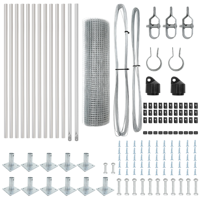 vidaXL Žoga āķis Sudraba 25 x 0,4 m ,25 x 25 mm siets, Tērauds