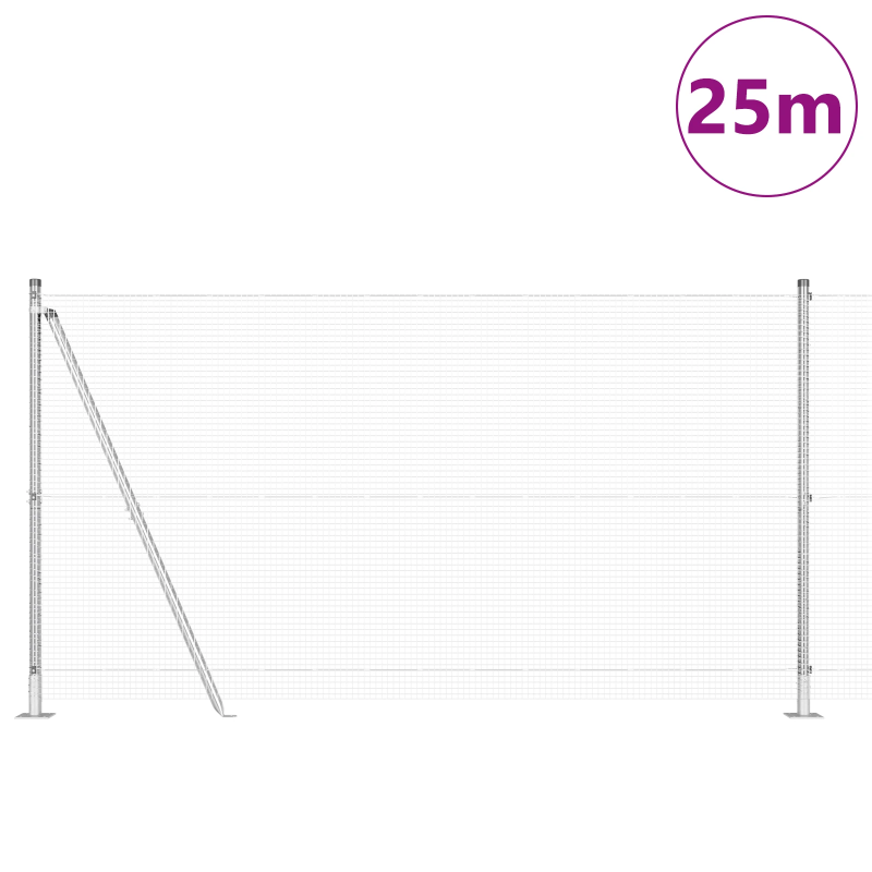 vidaXL Žoga āķis Sudraba 25 x 1,2 m ,16 x 16 mm acu rullis, Tērauds