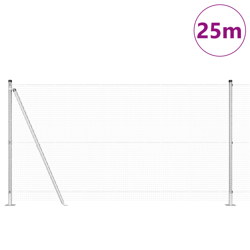 vidaXL Žoga āķis Sudraba 25 x 1,2 m ,19 x 19 mm siets, Tērauds