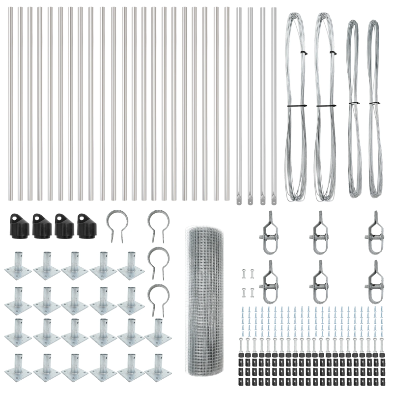 vidaXL Žoga āķis Sudraba 50 x 0,4 m ,19 x 19 mm siets, Tērauds