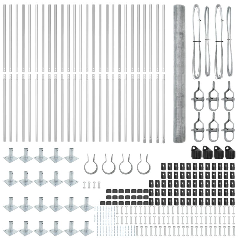 vidaXL Žoga āķis Sudraba 50 x 1,5 m ,25 x 25 mm sieta, Tērauds