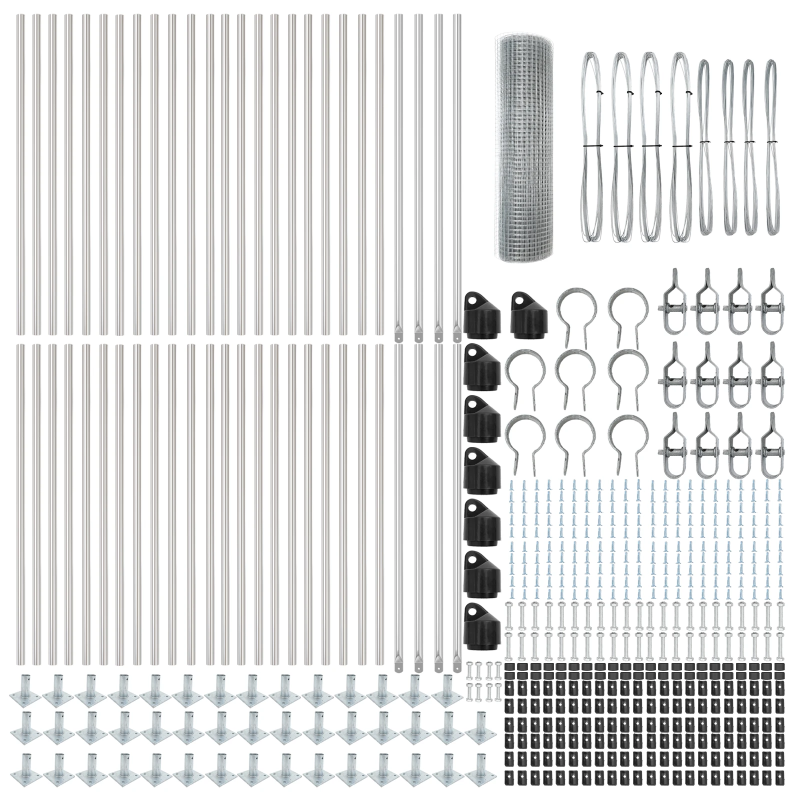 vidaXL Žoga āķis Sudraba 100 x 0,5 m ,25 x 25 mm siets, Tērauds