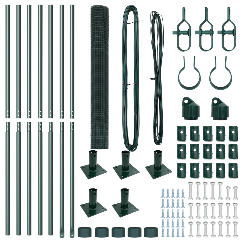 vidaXL Žoga āķis Zaļa 10 x 1,2 m ,19 x 19 mm siets, Tērauds un PVC