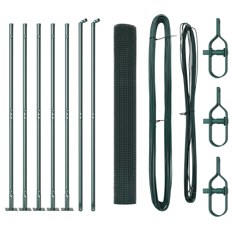 vidaXL Žoga āķis Zaļa 10 x 1,2 m ,25 x 25 mm siets, Tērauds un PVC