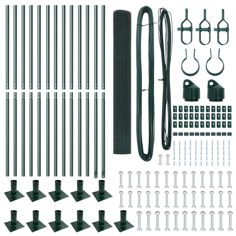 vidaXL Žoga āķis Zaļa 25 x 1,2 m ,19 x 19 mm siets, Tērauds un PVC