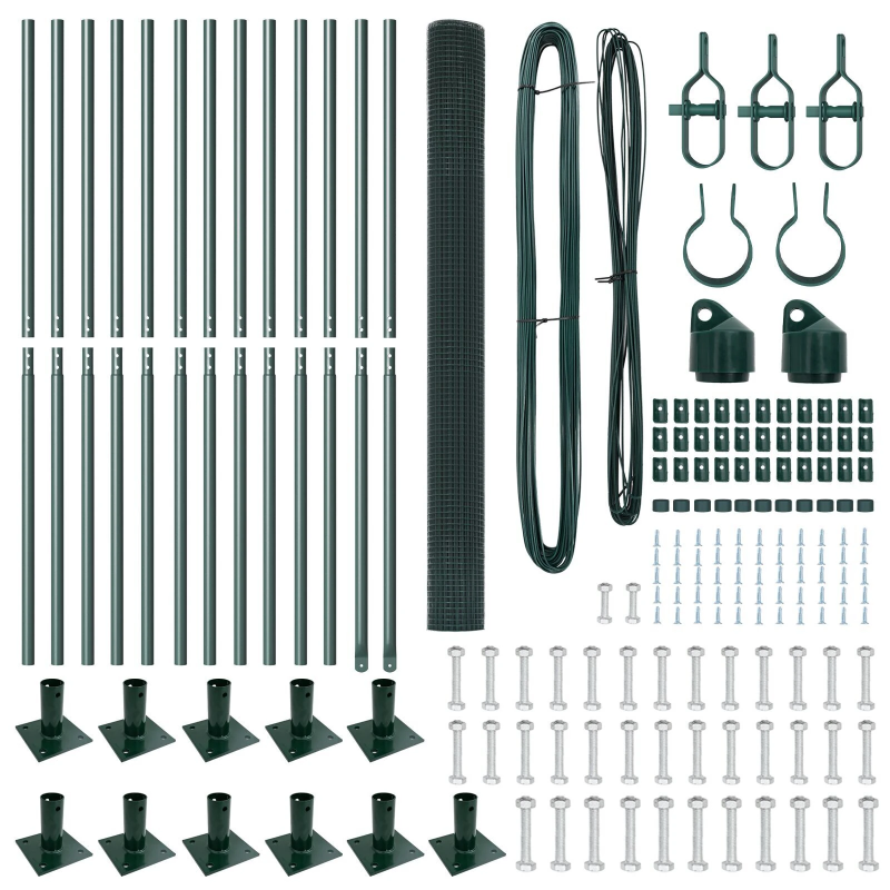 vidaXL Žoga āķis Zaļa 25 x 1,4 m ,12 x 12 mm tīkls, Tērauds un PVC