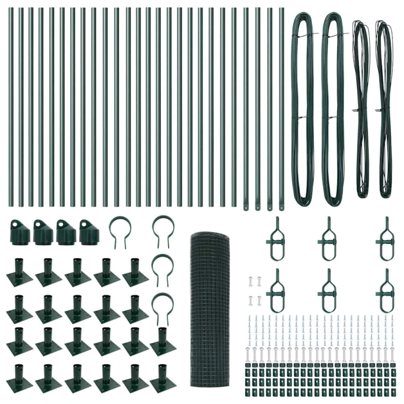 vidaXL Žoga āķis Zaļa 50 x 0,5 m ,25 x 25 mm siets, Tērauds un PVC