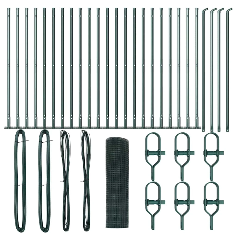 vidaXL Žoga āķis Zaļa 50 x 0,6 m ,25 x 25 mm siets, Tērauds un PVC