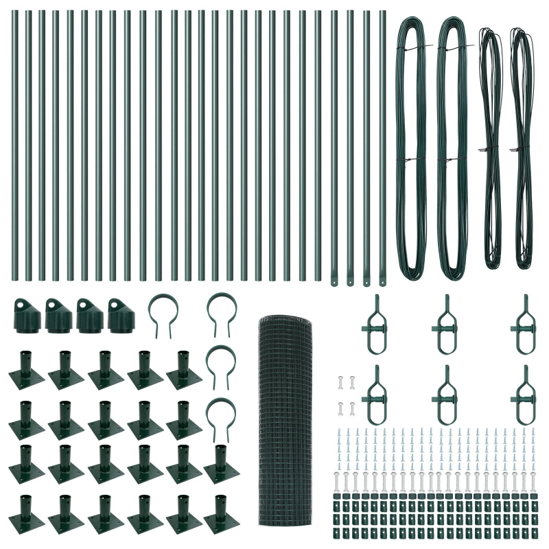 vidaXL Žoga āķis Zaļa 50 x 1 m ,12 x 12 mm tīkla, Tērauds un PVC