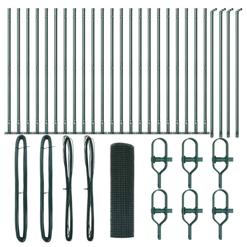 vidaXL Žoga āķis Zaļa 50 x 1 m ,16 x 16 mm režģis, Tērauds un PVC