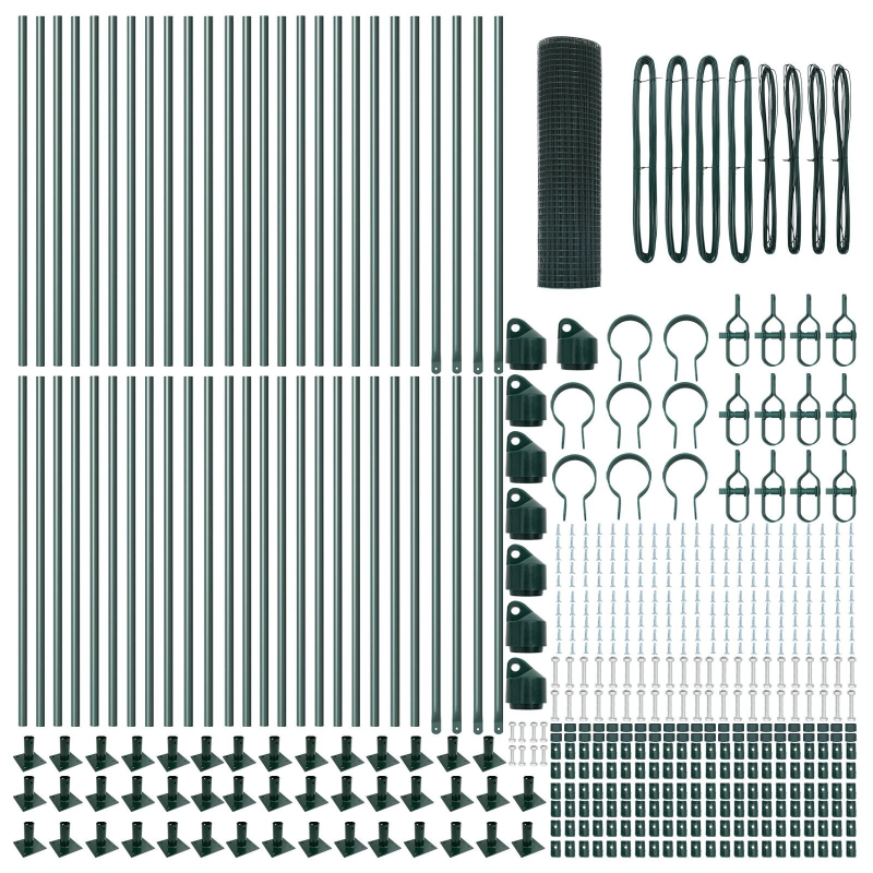 vidaXL Žoga āķis Zaļa 100 x 0,4 m ,25 x 25 mm acu, Tērauds un PVC