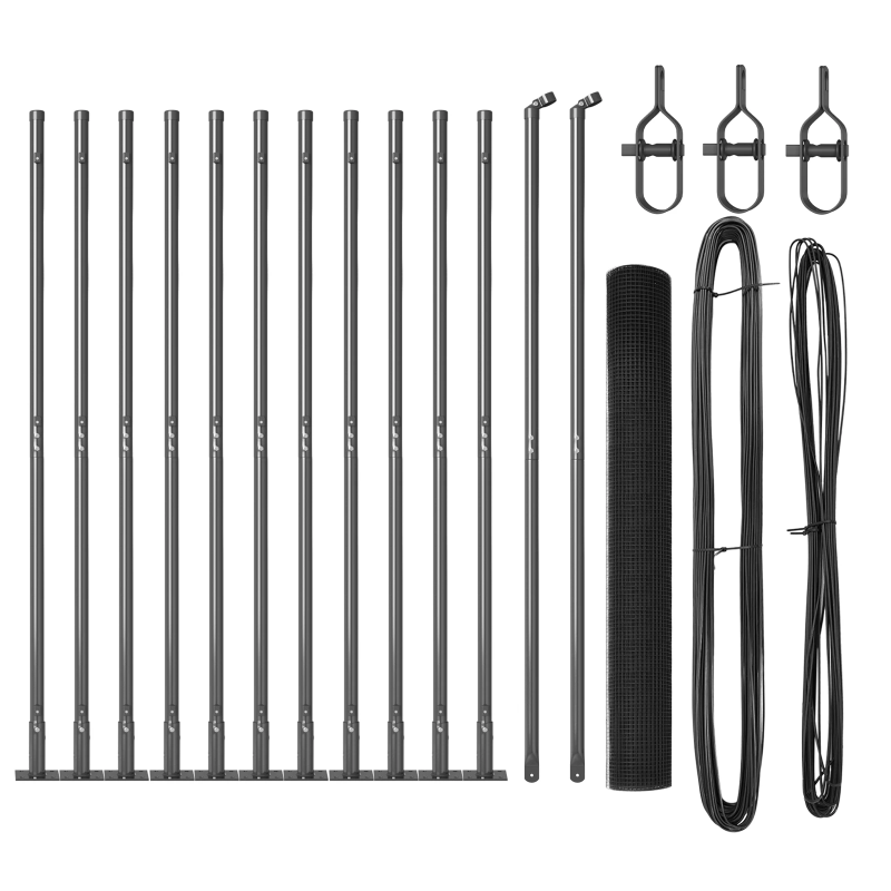 vidaXL Žoga āķis Pelēka 25 x 0,8 m ,19 x 19 mm žogs, Tērauds un PVC