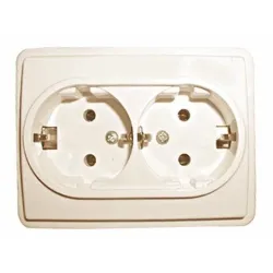 Двойная розетка Vilma ST150 RP16-021V, c заземлением, слоновая кость