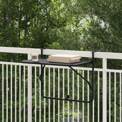 vidaXL Karājošs balkona galds Melna 60 x 39 x 65 cm Tērauds