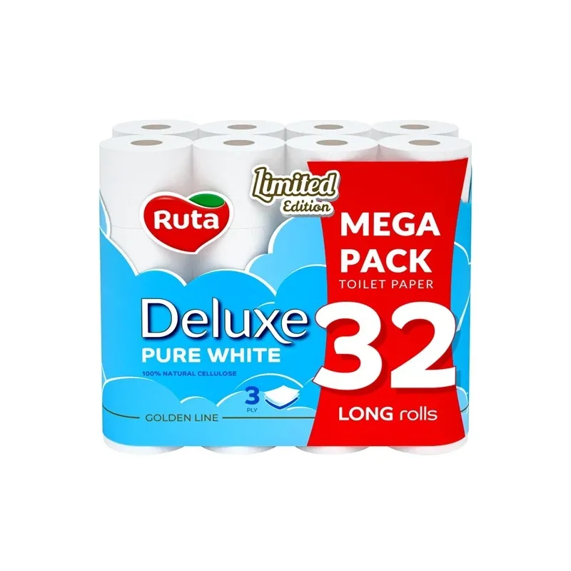 Tualetes papīrs Rūta Pure White Deluxe, 3 sl, 32 gab.