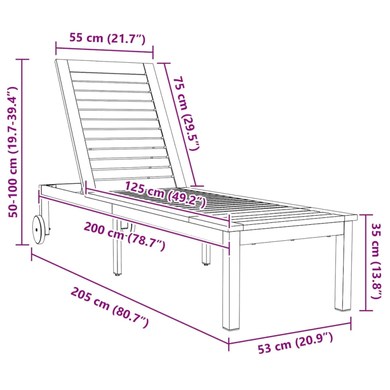 vidaXL Sauļošanās krēsls Eļļa dabīgā Cietā akācijas koks