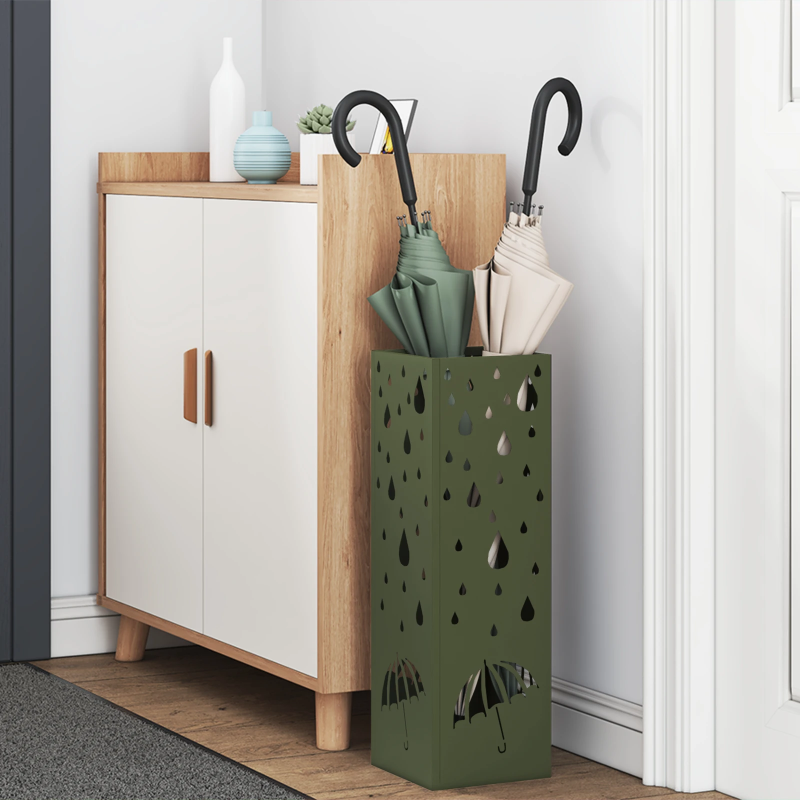 vidaXL Lietussarga statīvs Olīvu zaļš 15,5 x 15,5 x 49 cm Metāla