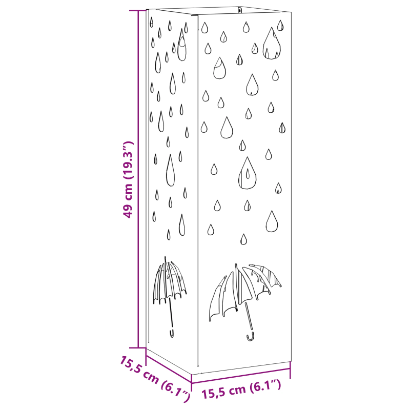 vidaXL Lietussarga statīvs Balts 15,5 x 15,5 x 49 cm Metāla