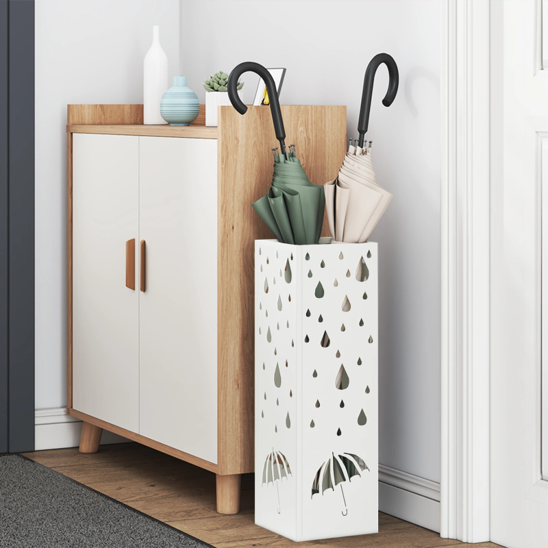 vidaXL Lietussarga statīvs Balts 15,5 x 15,5 x 49 cm Metāla