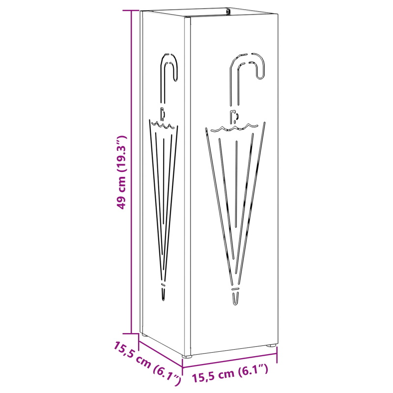 vidaXL Lietussarga statīvs Balts 15,5 x 15,5 x 49 cm Metāla