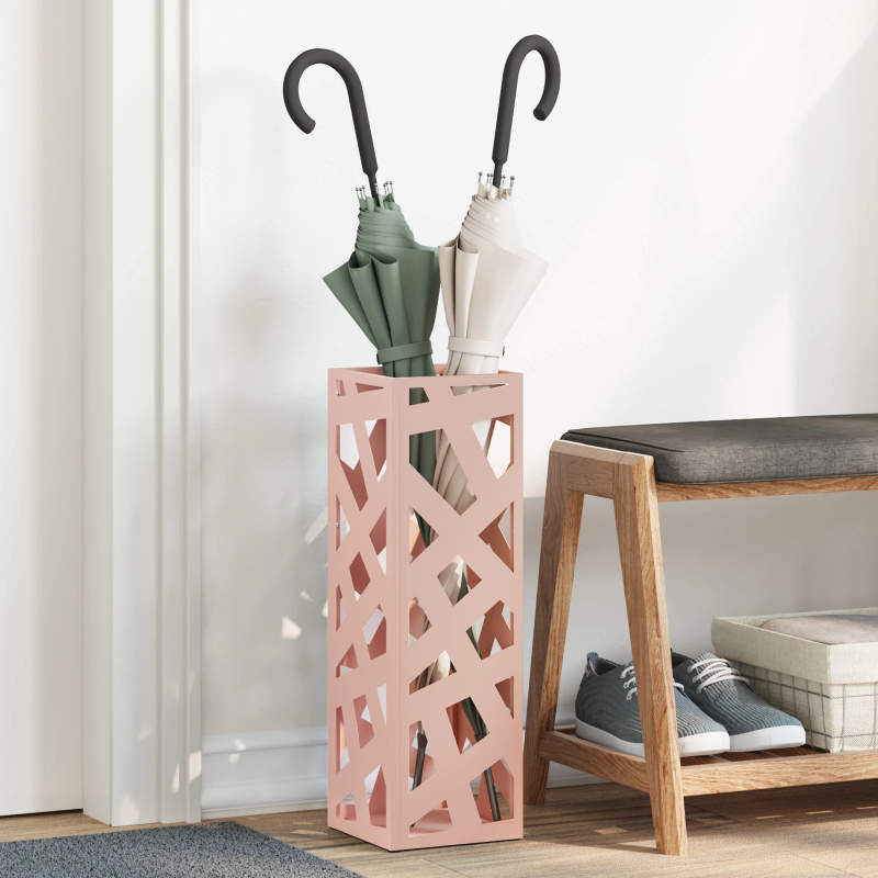 vidaXL Lietussarga statīvs Rozā 15,5 x 15,5 x 49 cm Metāla