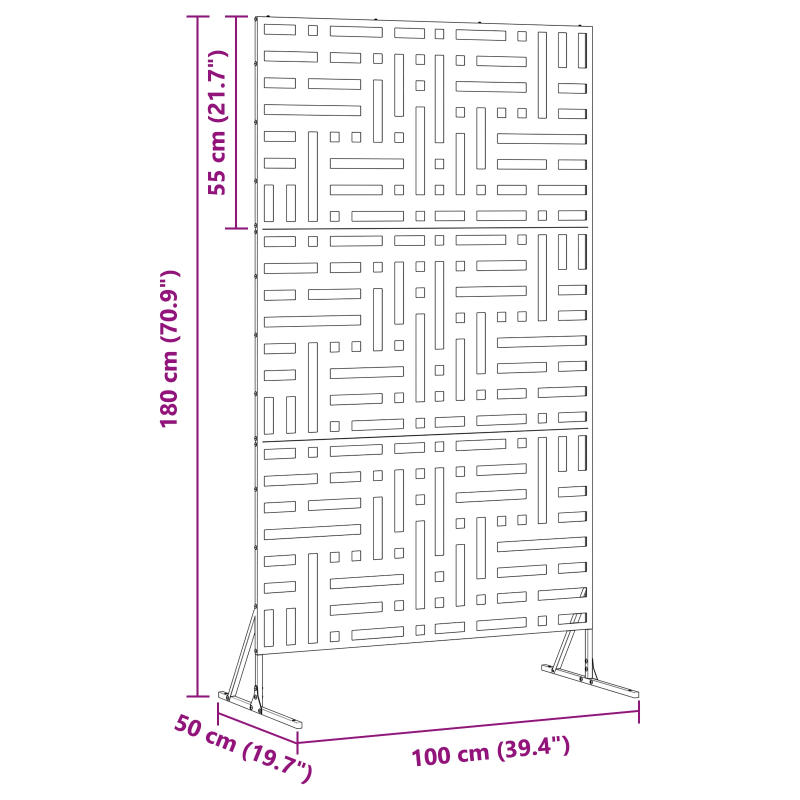 vidaXL Privātuma ekrāns Melna 100 x 50 x 180 cm Tērauds