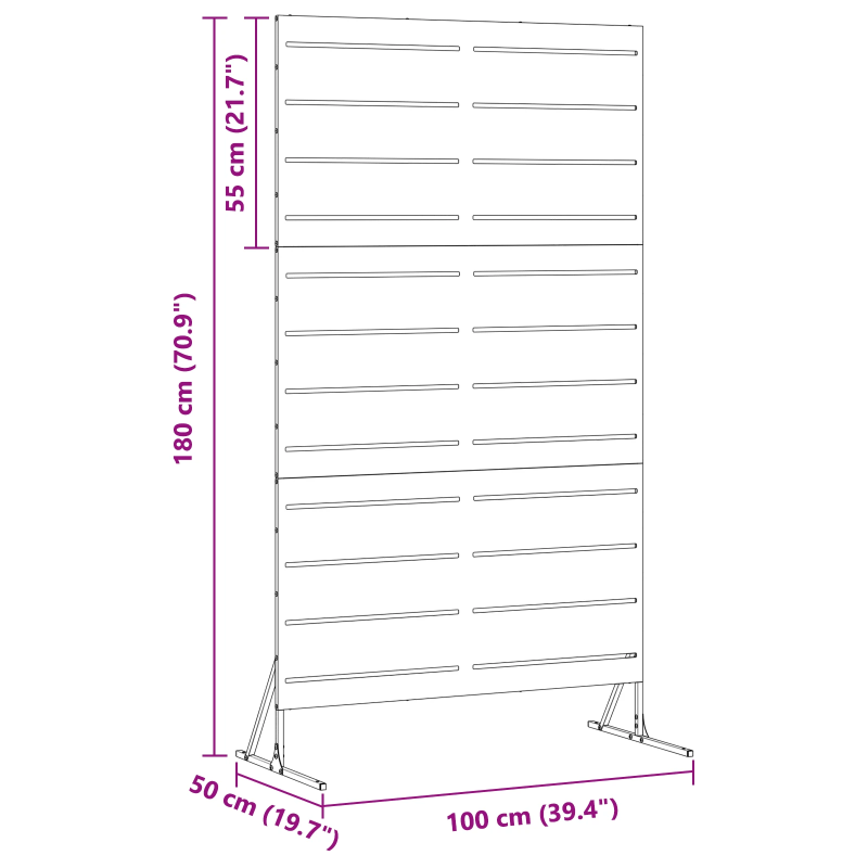 vidaXL Privātuma ekrāns Melna 100 x 50 x 180 cm Tērauds