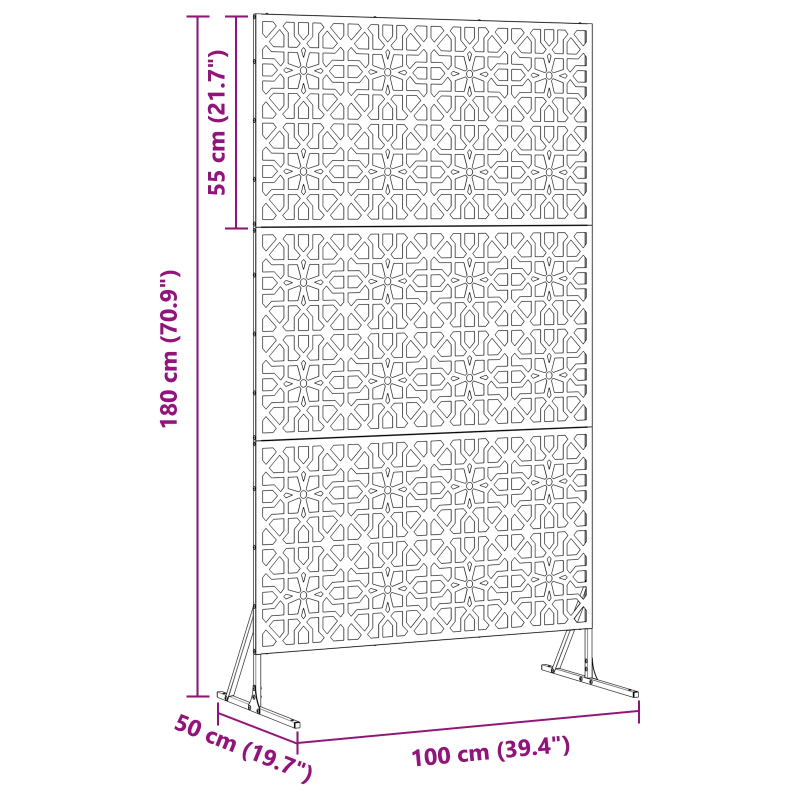 vidaXL Privātuma ekrāns Melna 100 x 50 x 180 cm Tērauds