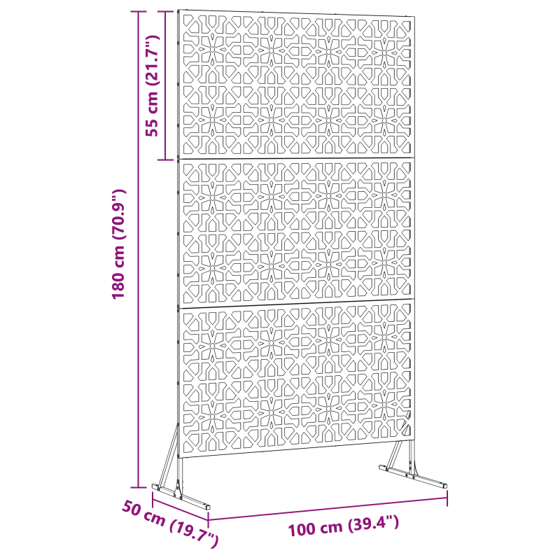 vidaXL Privātuma ekrāns Balts 100 x 50 x 180 cm Tērauds